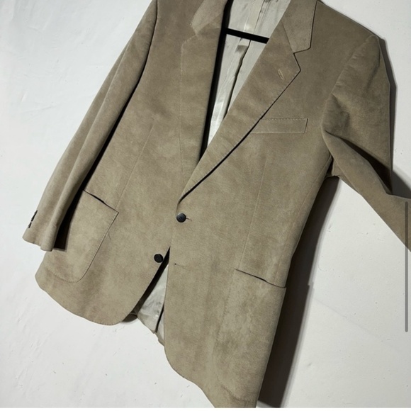 Vintage Hyde Park Tan Faux Suede Blazer 44R - Picture 8 of 14